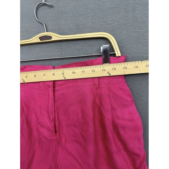 Loft Shorts Women’s Linen Blend Hot Pink Embroidered Pleated Size Medium - Picture 6 of 8